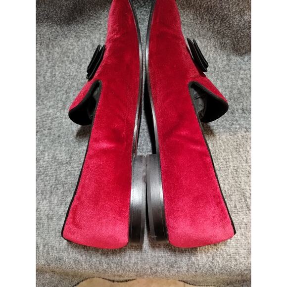 Le Bottiee 1965 - Mens Loafers - Made in Italy - Red Velvet & Blk - Size 9 US main image 6